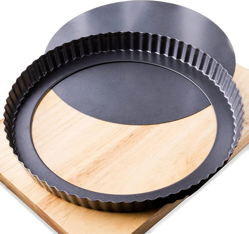 Tart Pan 9 Inch Removable Bottom, Carbon Steel Quiche Pan, Non-Stick, Dishwasher Safe for Baking Tarts