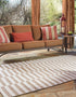 Unique Loom Outdoor Striped Area Rug - Striped, 2' x 3' 1" Rectangle, Taupe/Ivory Collection