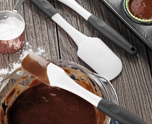 Artaste Non-Stick Silicone Spatula Set with Rubber Handle, 3-Piece
