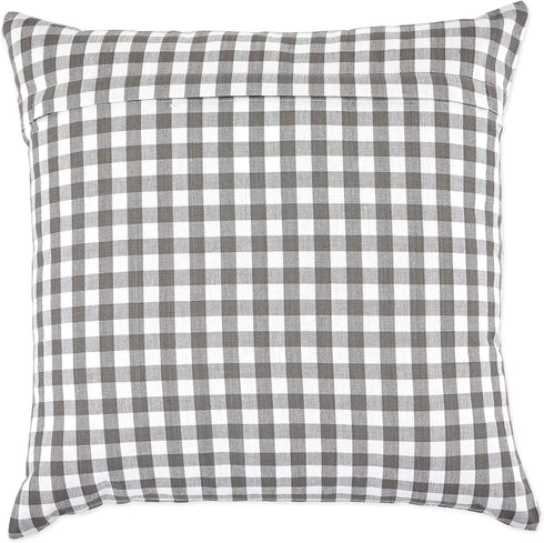 DII Decorative Square Throw Pillow Cover Collection, Cotton, Machine Washable, 18x18, Gray Gingham, 4 Piece