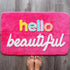 Evovee Hello Beautiful Bath Mat, Cute Bathroom Rugs for Girls, Funny Shower Decor, Non-Slip Washable Dark Pink