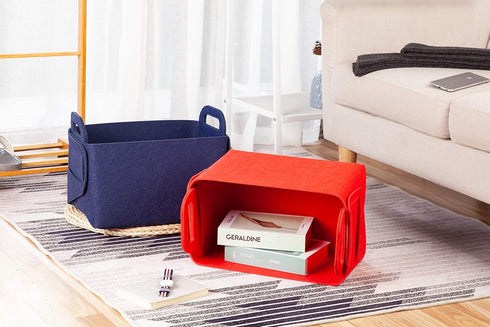 Minoisome Collapsible Felt Storage Basket, Convenient Box Organizer with Carry Handles for Nursery Toys