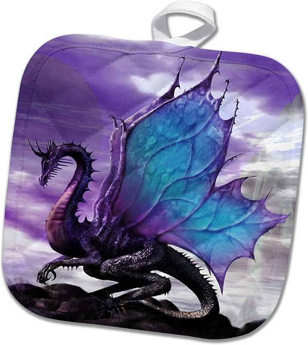 3D Rose Fairytale Dragon Pot Holder, 8" x 8"