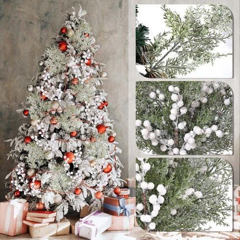 16 Pcs Christmas Tree Branches Filler Artificial Pine Branches with Berry Stems Christmas Tree Picks Greenery Sprays