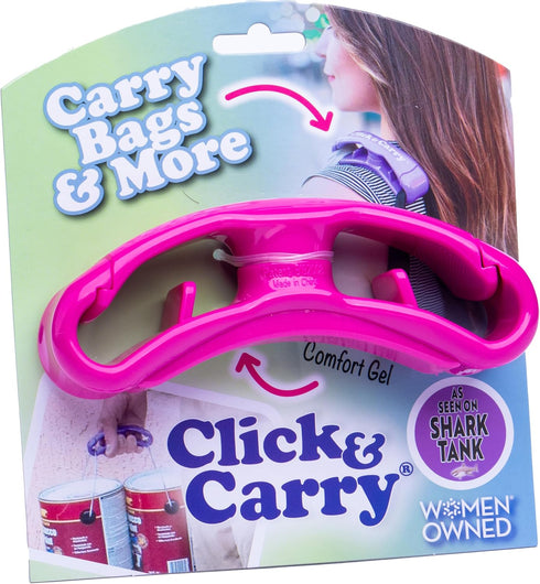 Click & Carry Grocery Bag Holder & Plastic Bag Carrier - Hands-Free Shopping Assistant, 100lb Capacity, Gel Padded