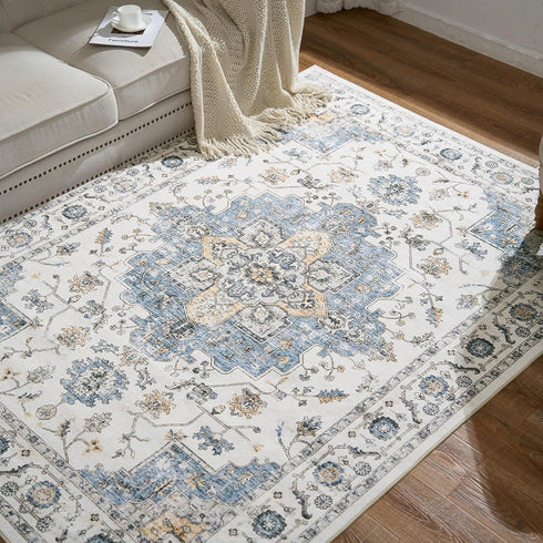 jinchan Vintage Area Rug 2x3, Washable Entryway Rug, Floral Medallion Non-Slip Soft Classic Carpet