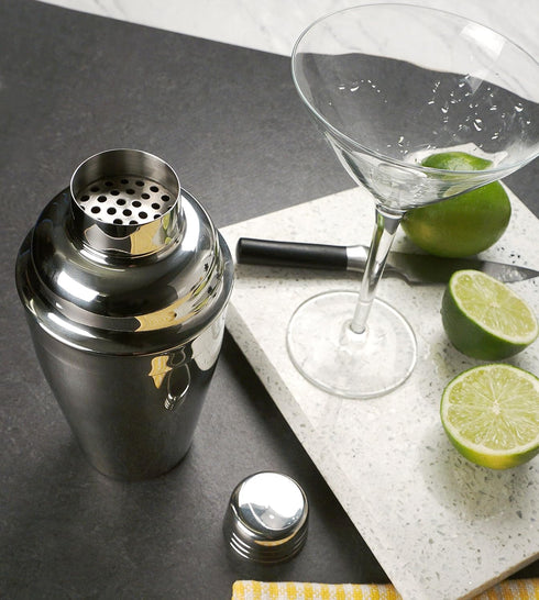 RSVP International Stainless Steel Cocktail Shaker, 18 Ounce, Modern Design, Dishwasher Safe