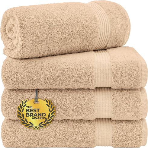 Cotton Paradise 4 Piece Turkish Bath Towels for Bathroom, Extra Large Soft