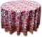 Floral Tablecloth for Round Tables, Pink Red Green White Cotton, 90 inches