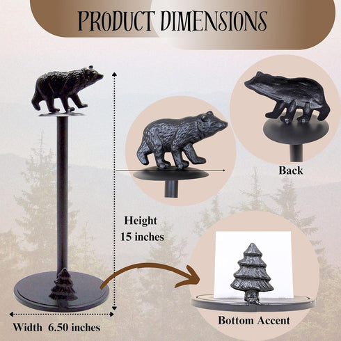 BestGiftEver Bear Metal Paper Towel Holder - Rustic Style Kitchen Accessory - Perfect for Cabin and Lodge Decor