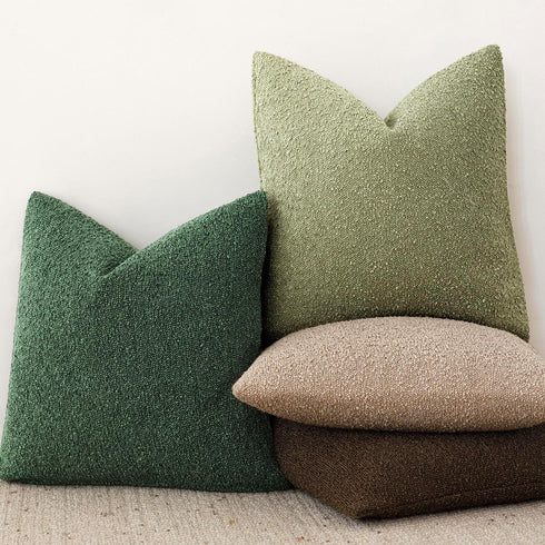 Set 2, Cozy 24x24 Inch Foindtower of Decorative Textured Boucle Throw Pillow Covers Accent Solid Pillow Cases Neutral
