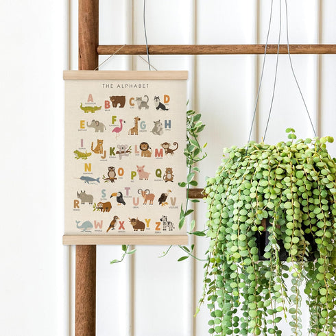 12x16 Inch MAQIKA ABC Alphabet Nursery Poster Framed with Wood Hanger,Alphabet Banner, Alphabet Poster for Toddlers