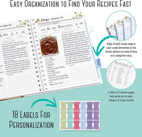 OUTSHINE Blank Recipe Book: 6x9 Recipe Notebook to Write in Your Own Recipes, Recipe Binder, and Journal