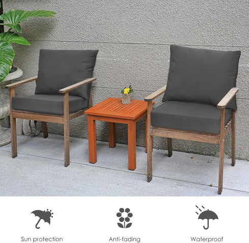 Set, 6 Inch Giantex Patio Cushion Deep Seat and Back Cushion, Outdoor Chair Pads with Ties, Cushion Replacement