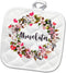 8x8 Potholder - Abuelita Flowers Heart and Keys Wreath Design by S.Heller and Kids