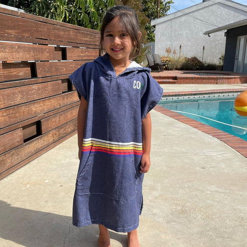 3-10 COR Childrens Unisex Poncho Towel Robe Light and Dark Blue for Kids Ages (Knightrider)
