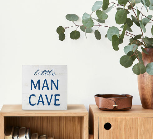 Decorations,5x5 Inch Mtrgdn Baby Boy Nursery Decor,Kids Room Decor,Little Man Cave Wooden Box Sign for Boy Baby Nursery