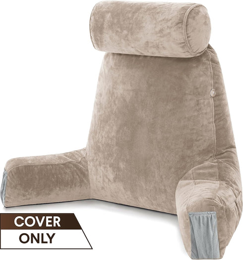 Cozy Husband Pillow Medium Cover Aspen Edition Cowboy Taupe, Reversible Microfiber to Microsuede, Side & Back Pockets