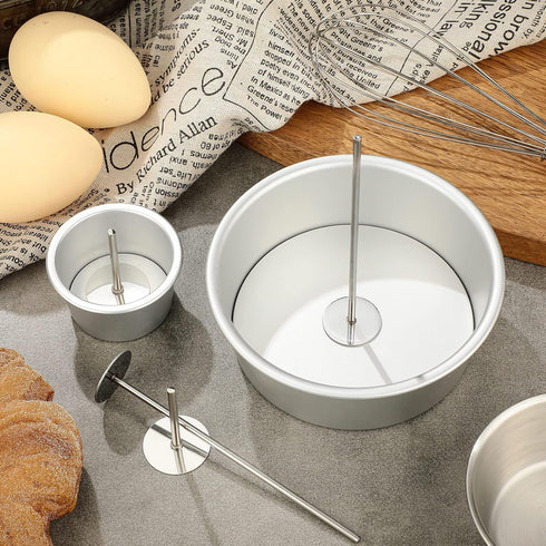 4 Pieces Stainless Steel Cake Heating Core, 6 Inch and 2 Inch Silver Heating Rod for Cake Baking Supplies