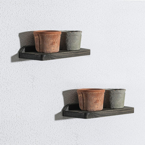 Set 2 104Inch Freezing point Small Floating Shelves for Wall of Natural Wood Trapezoid Mini Wall Shelf Decor Plant