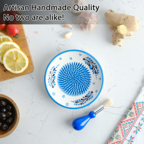 4 Ceramic Garlic Grater Plate - Handmade Pcs Press - Natural Grinder - Decorative Mincer - Ginger, Cheese Grater - Hand