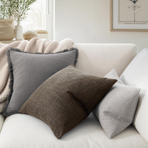 Pack 2 20x20 Inch MIULEE of Decorative Linen Burlap Pillow Covers Farmhouse Boho Accent Pillowcases Home Decor
