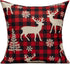 VAKADO Farmhouse Christmas Throw Pillow Covers - 20x20 Set of Buffalo Check Red Deer Plaids for Winter Decor
