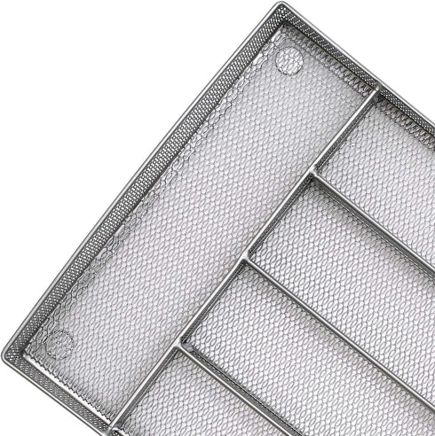 JANE EYRE Drawer Organizer, Silverware Flatware Storage Divider, 5 Component Mesh Wire with Non-slip Feet