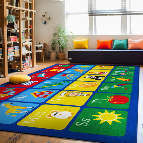 3' 5' Rugshop Kids Alphabet Educational Learning High Traffic Living Room,Bedroom,Kitchen, Home Office Non Slip Area