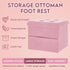 16"x12"x12" ZOES HOMEWARE Small Storage Ottoman Foot Rest, Velvet Ottoman with Storage and Side Pocket, Pink Foot Rest