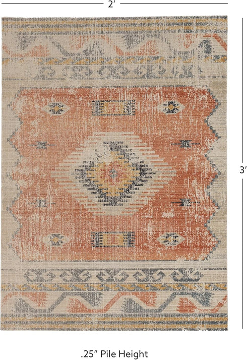Linon Home Décor Plateau Moore Accent Rug, Ivory & Rust, 2' X 3'