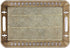 generic 16" Sturdy Rectangular Decorative Metal Serving Tray - Champagne Gold with Filigree Decor for Coffee Table