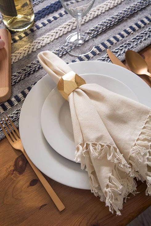 DII Decorative Geometric Napkin Ring Set - Triangle Band Gold, 6 Count