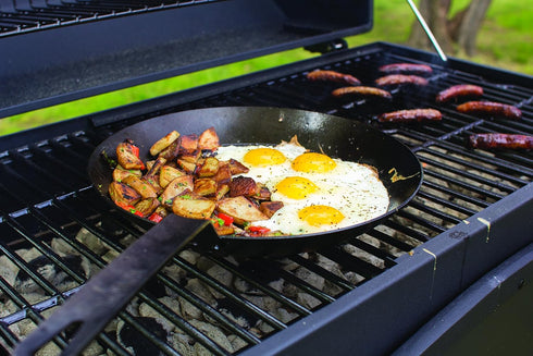 Lodge Pre-Seasoned Carbon Steel Skillet, 12 Inch, Use on Oven, Stove, Grill, or Campfire