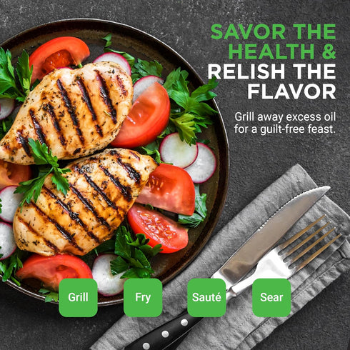 NutriChef NCCIRG59 Cast Iron Reversible Grill Plate - 18 Inch Flat Skillet Griddle Pan for Gas Range Grilling