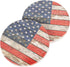 American Flag Distressed Wood Look, 2.75 x 2.75 Absorbent Ceramic Car Coasters, Pack of 2