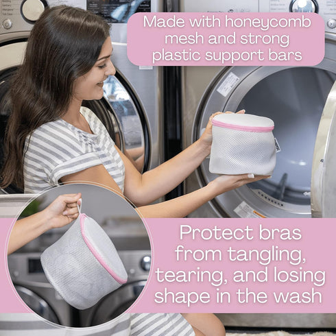 Mesh Bra Bags for Washing Machine, Lingerie Wash Bags for Laundry (Set of 2)
