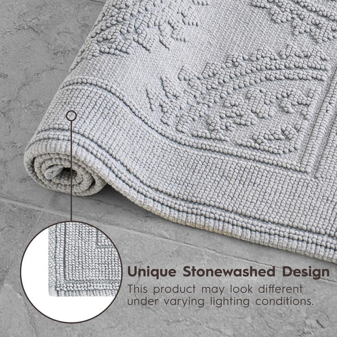 Jean Pierre New York Cotton StoneWash Medallion 2-Piece Bath Rug Set, Gray 17x24/20x32 in.