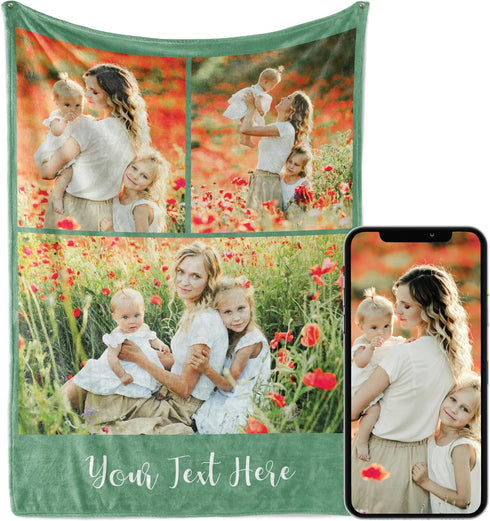 Personalized Photo Blanket with Pictures - Custom Picture Blanket - Printed in