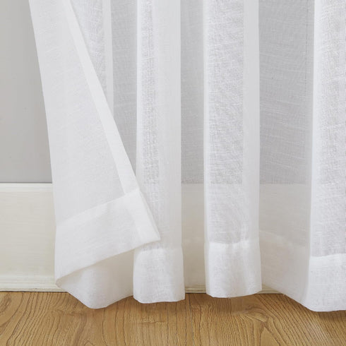 Archaeo Slub Textured Linen Blend Curtain, 52" x 84", White for Home Decor