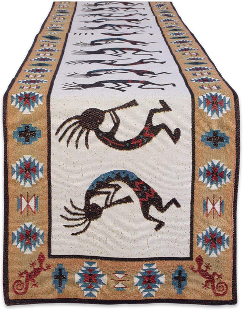 DII Southwest Hacienda Stripe Table Runner, 13x72, Part of the Tabletop Collection, Kokopelli Tapestry