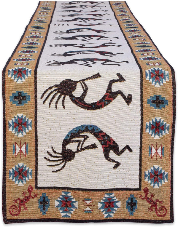 DII Southwest Hacienda Stripe Table Runner, 13x72, Part of the Tabletop Collection, Kokopelli Tapestry