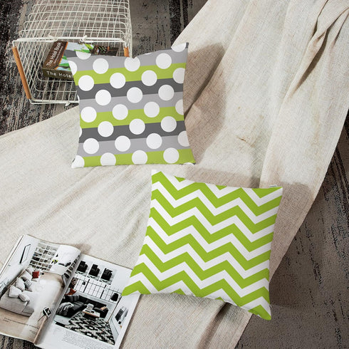 ArtSocket Set of 4 Decorative Throw Pillow Covers, Green Black Lime Mosaic Pattern, 18x18 Inches Square Pillowcases
