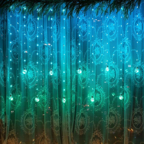 9.8 3.3 Color Changing Wishing Ball Curtain Lights, x FT RGB LED Fairy Light with Remote App Control, Music Sync Window