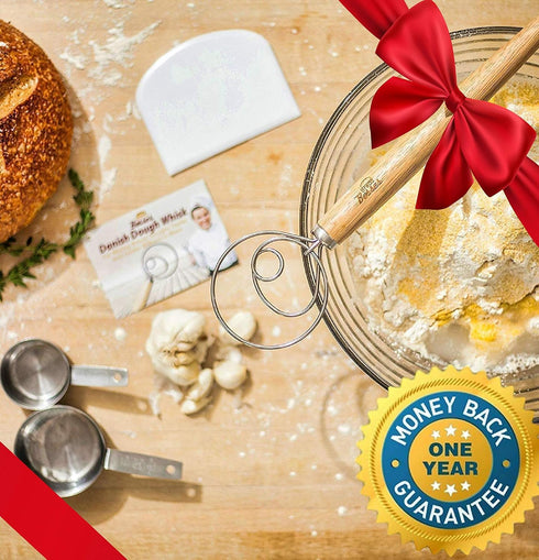 Danish Dough Whisk Bread Mixer - Hook Dutch Pizza Dough Making Accessories, Great As A Gift