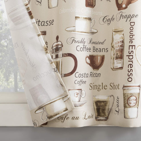 No. 918 Bristol Coffee Shop Semi-Sheer Rod Pocket Kitchen Curtain Valance and Tiers Set, 54" x 24", Ivory Off-White