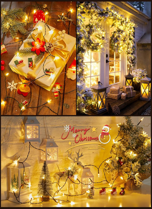 8ft 20 White4 Pack Battery Operated Christmas String Lights, LED Mini Lights with Timer, Christmas Tree Lights