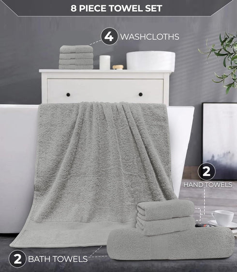 8 Set, 2 2 4 Softolle Luxury Piece Towel Bath Towels Hand Towels Washcloths, Towels for Bathroom, Home, Spa & Gym