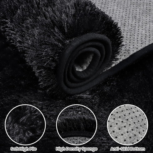 5x8 Area Rugs for Living Room: Soft Fluffy Shag Black Rugs for Bedroom, Non Slip Large Fuzzy Plush Rug Indoor Floor