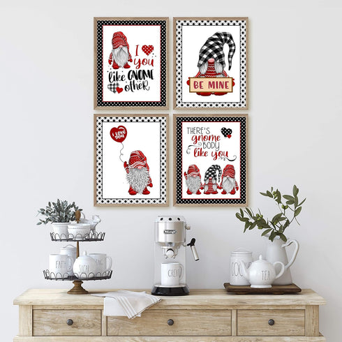 Valentine's Day Gnome Art Print Wall Art Sets